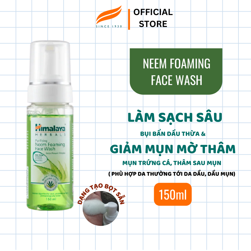 [QT] Sữa rửa mặt tạo bọt ngăn ngừa mụn Himalaya Purifying Neem Foaming Face Wash 150ml
