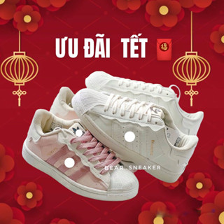 Giày thể thao nam nữ supe.r mũi sò 2 màu trắng hồng, full box