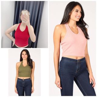 ÁO CROPTOP NỮ CỔ YẾM CHẤT THUN