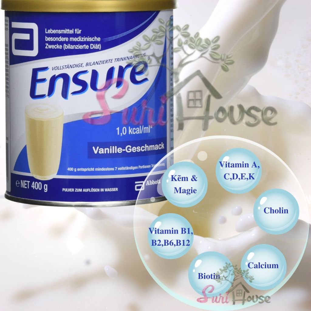 Sữa ensure đức Vanille Geschmask giúp hồi phục sức khỏe cho người già, người gầy yếu, suy dinh dưỡng suri