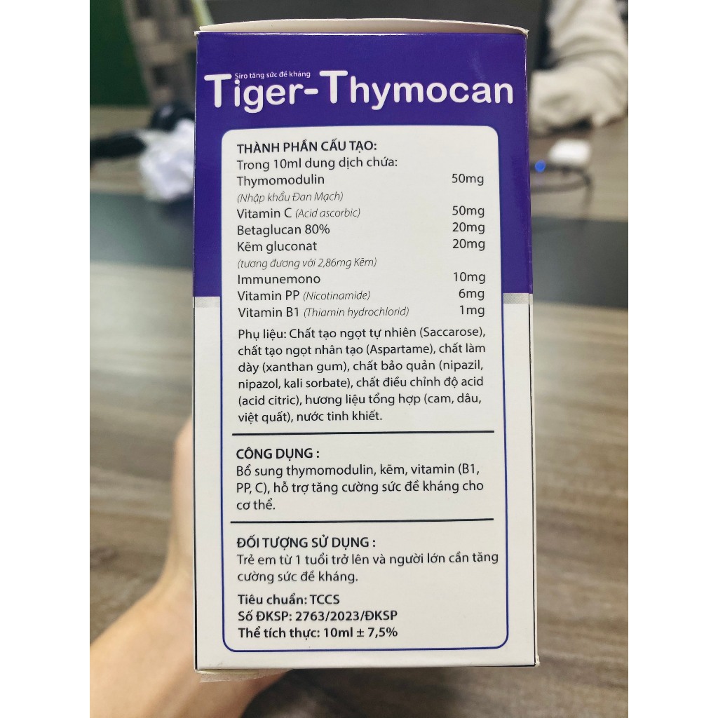 Tiger-Thymocan chuyên biệt tăng cường đề kháng hô hấp, chống virus, giảm cúm - Hộp 20 ống,NT Bình An
