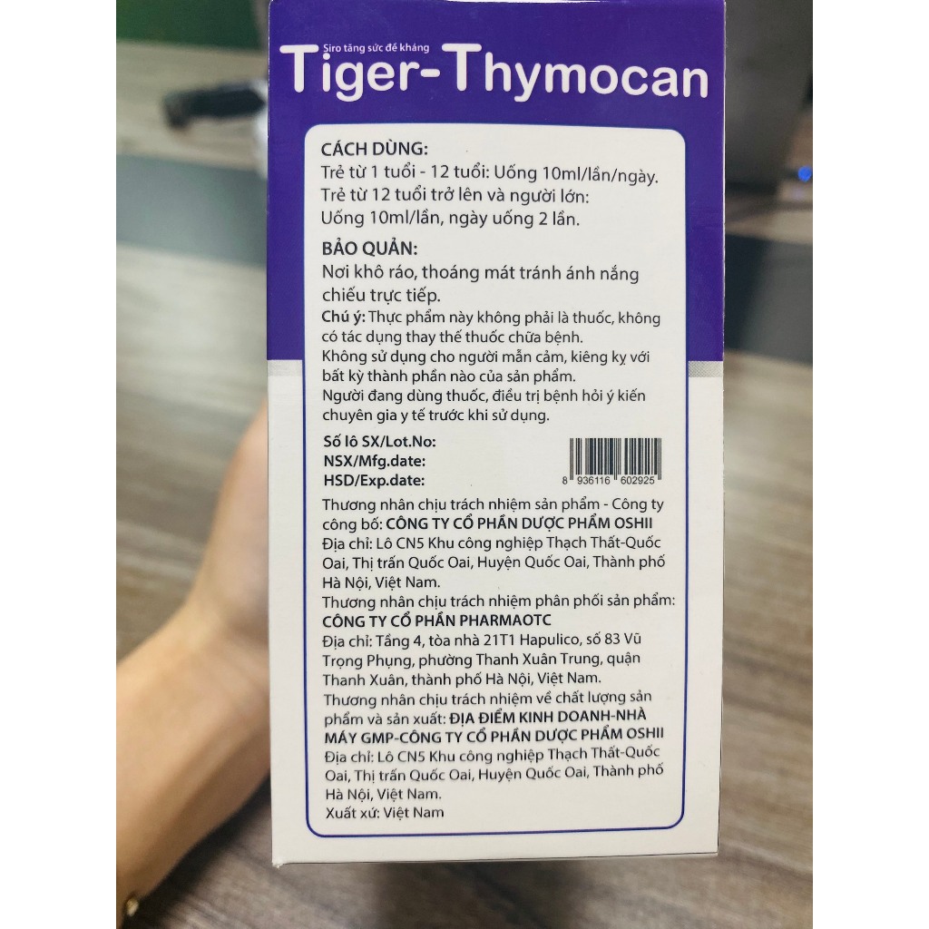 Tiger-Thymocan chuyên biệt tăng cường đề kháng hô hấp, chống virus, giảm cúm - Hộp 20 ống,NT Bình An