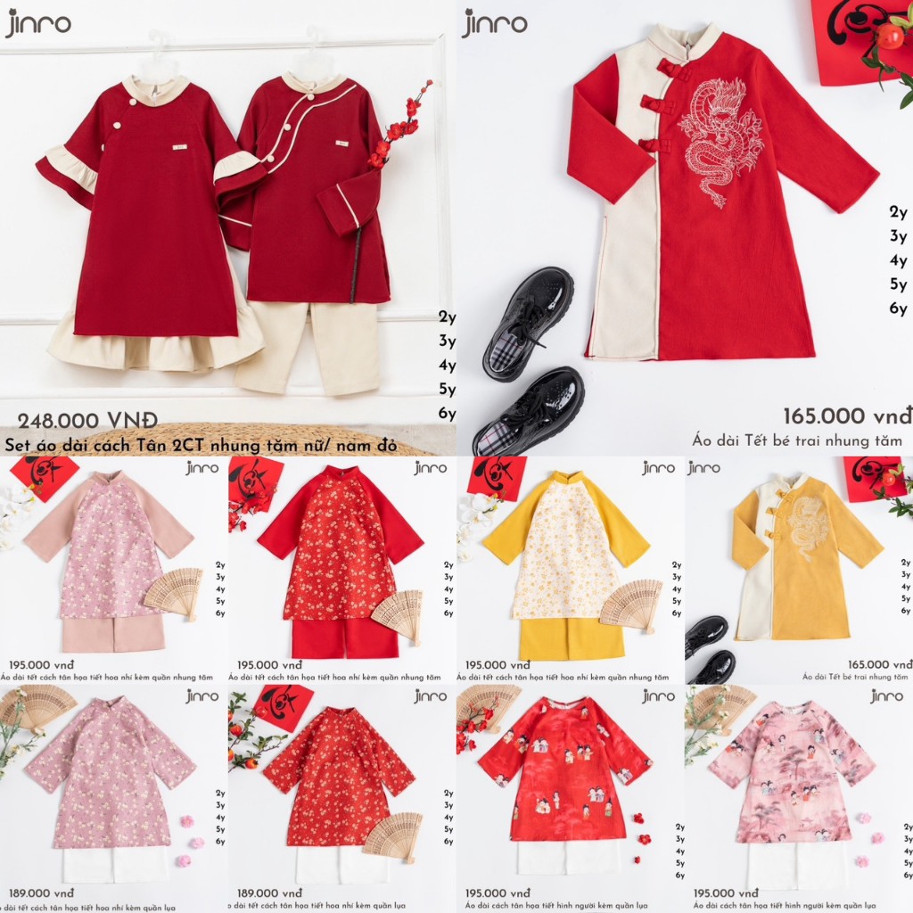 JINRO - Áo dài kèm quần cho bé từ 2 tuổi đến 6 tuổi hãng Jinro
