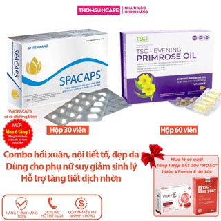 Combo tăng sinh lý nữ, hồi xuân hoa anh thảo Evening TSC 60v và Spacaps 30v giảm khô hạn, tăng dịch tiết - Thomsoncare