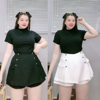 Quần giả váy bigsize nữ có nút lưng thun co dãn dáng A xòe túi hai bên style Hàn Quốc thời thượng cho chuppy GVN