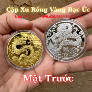 Cặp Đồng Tiền Xu Úc Hình Con Rồng Mạ Vàng Bạc(Mẫu 1)