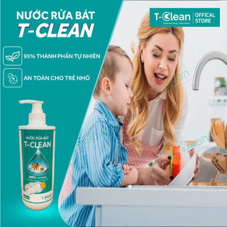 Nước Rửa Chén T-Clean 95% thiên nhiên, Không Khô Da Tay, an toàn trẻ nhỏ, tiết kiệm gấp 2 lần