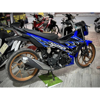 tem lửa satria trắng xanh đen cho xe xanh