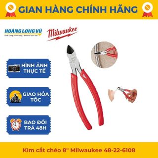 Kìm cắt chéo 8″ Milwaukee 48-22-6108 lưỡi cắt sắt bén, đầu khoét rộng