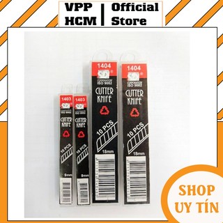 Vỉ gồm 10 lưỡi dao rọc giấy nhỏ và lớn SDI