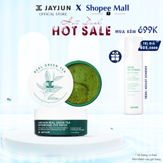 Mặt nạ dưỡng mắt mờ thâm, giảm nếp nhăn từ trà xanh tươi jayjun real green tea hydrogel eye patch hộp 60 miếng