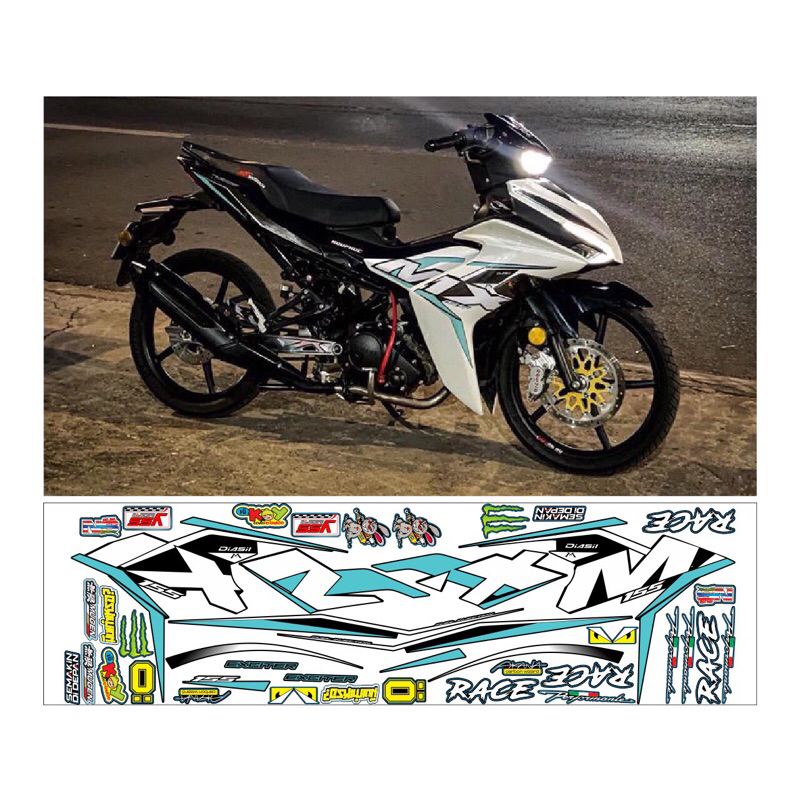 tem exciter 150 trắng đen tem chế