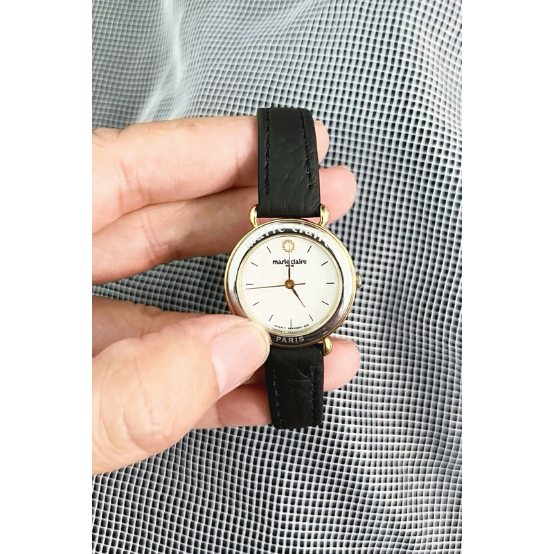Đồng hồ nữ dây da xinh máy pin 2hand vintage - Marie claire Paris - size 26mm