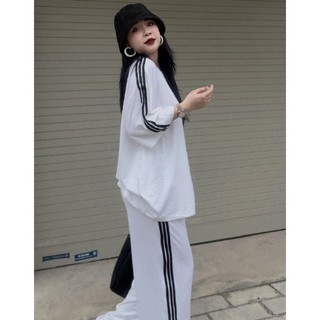 Bộ Thể Thao Nữ 3 Sọc Kẻ Thời Trang Trẻ ,Sét Thu Đông Cổ Tròn Chất Tổ Ong Dài Tay Đồ Thu Đông Nam Nữ Unisex g5.shop