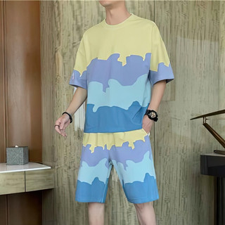 <FREE SHIP> Đồ Bộ thể thao nam nữ unisex tay lỡ in loang vải thun lạnh co giãn 4 chiều thoáng mát chất dày dặn