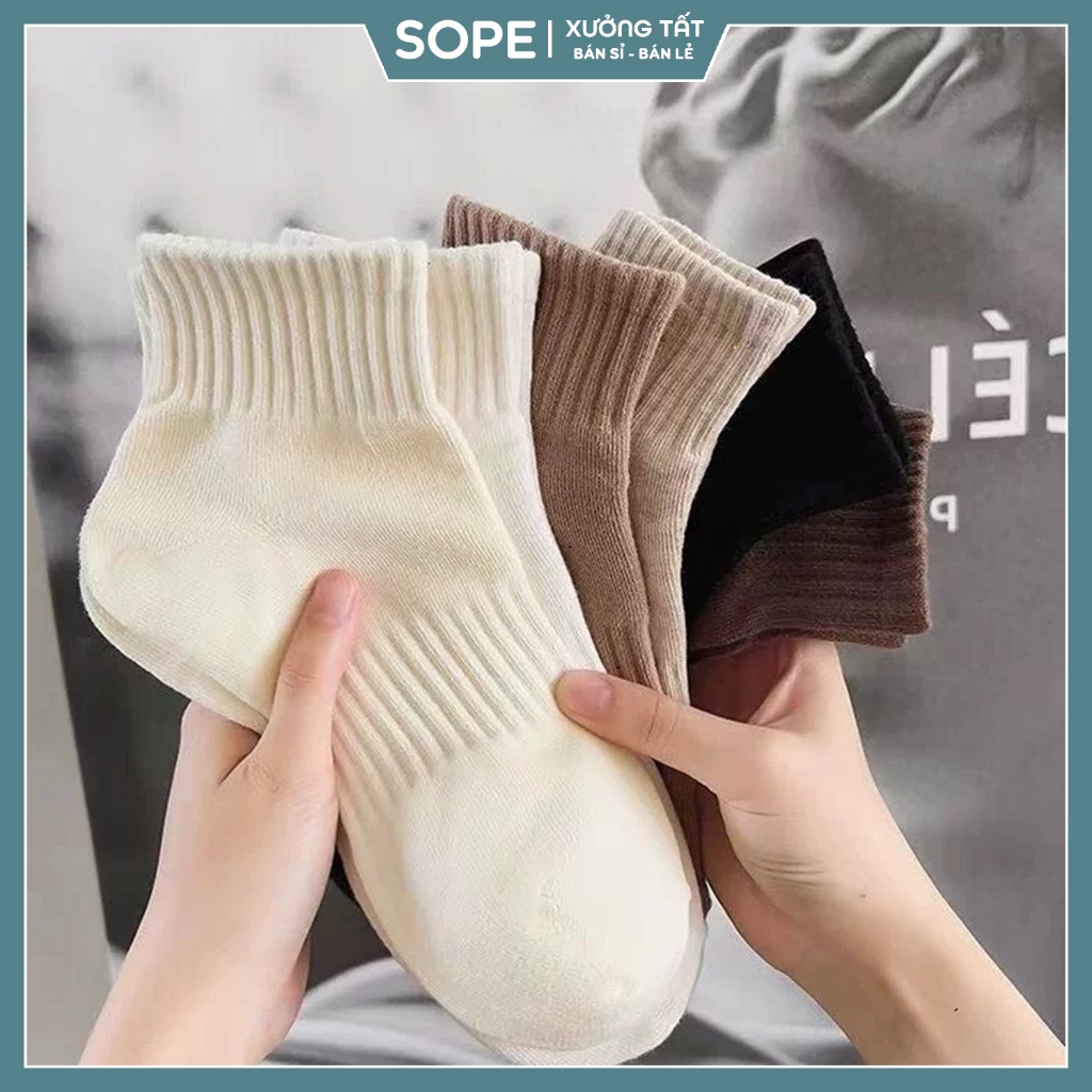 Tất cổ ngắn nam nữ bassic dễ phối đồ, tất vớ cotton thoáng khí co dãn bốn chiều - Sope shop