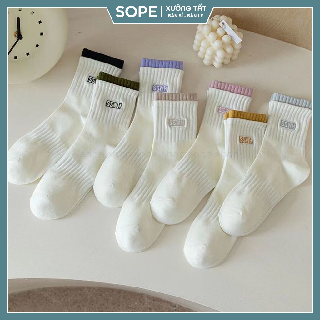 Tất cổ cao nữ phong cách Hàn Quốc bassic dễ phối đồ, tất vớ cotton co dãn bốn chiều thoáng khí - Sope shop