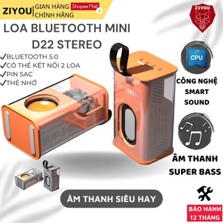 Loa Bluetooth Không Dây Cầm Tay Mini Ziyou D22 Stereo Bass Mạnh Led Theo Nhạc