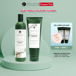Cặp dầu gội đầu và dầu xả tóc thảo dược Weilaiya gừng trắng ngừa gàu, ngăn rụng và kích thích mọc tóc