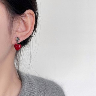 [littlebrown] Bông tai trái tim đỏ retro