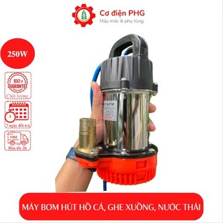 Bơm hút hồ cá, nước thải, bơm chống ngập công suất 250W dùng điện ắc quy 12V Cánh quạt inox, BH 3T