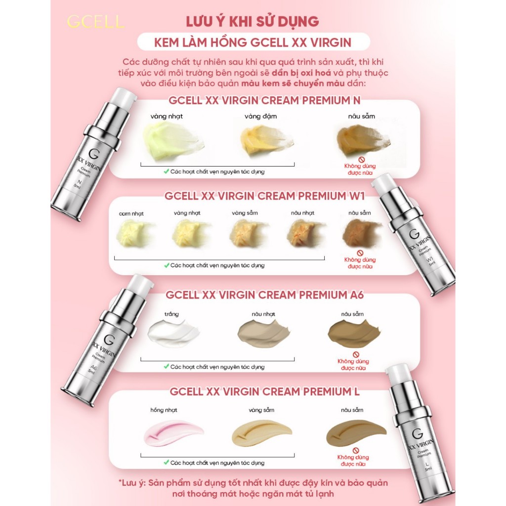 Kem dưỡng hồng nhũ hoa và bikini XX VIRGIN  GCELL loại 5ml và 15ml