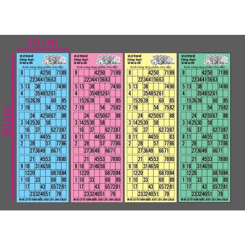 Vé dò lô tô loại 90 số - 200 vé khác nhau cho 1 vòng loại