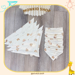 Combo 5 Khăn yếm quàng cổ chất thun lạnh petit mềm mát, có cúc bấm cho bé sơ sinh