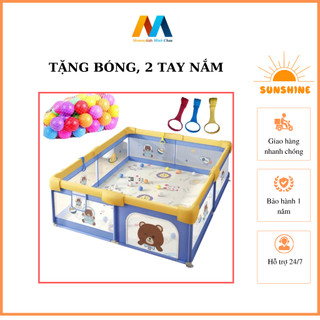 combo quây cũi MOMMYKIDS MINH CHÂU vuông màu xám 1,5m * 1,5m và 20 bóng hola 7cm