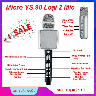 Micro SU-YOSD YS-98, Loại 2 Mic Karaoke, Có Loa Bluetooth, Tích Hợp LiveStream, Giả Giọng, Chính Hãng Bảo Hành 12 Tháng