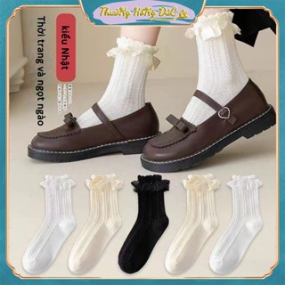 Thượng Hồng Đức phong cách Nhật Bản vòng hoa ren lolita Tất dài đến giữa bắp chân Thời trang và ngọt ngào