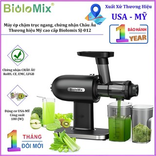 Máy ép chậm trục ngang, thương hiệu Mỹ cao cấp Biolomix SJ-012. Công suất 180W