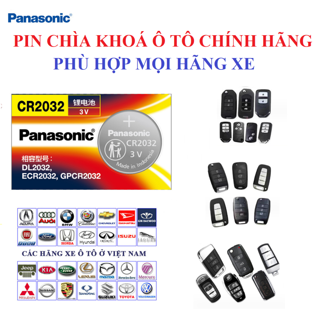 Pin chìa khoá ô tô PANASONIC CR2032 CR2025 3V lithium độ bền cao MỚI FULL BOX