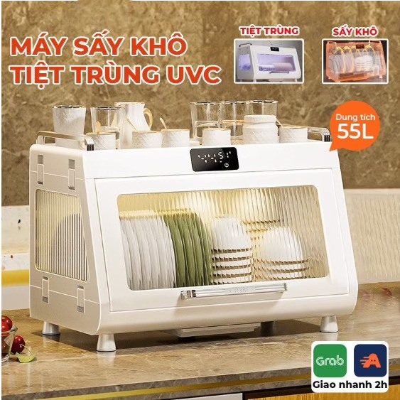 Máy Sấy Bát Đũa Tiệt Trùng Bằng Tia UVC Dung Tích 55L Sấy Khô 70° Khử Ion Âm Diệt Vi Khuẩn An Toàn Tiện Dụng