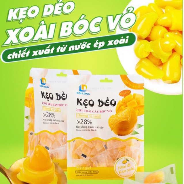 Kẹo Dẻo Xoài Chín Bóc Vỏ Tết Đại Long - Hot Tiktok - Liên hoan, đãi khách, ăn vặt thơm ngon và bổ dưỡng