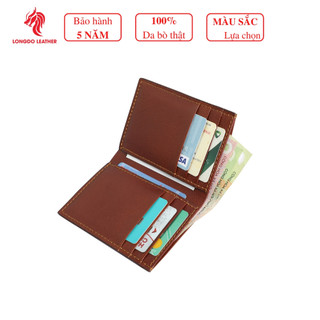 Ví da bò thật - Cam kết da bò thật 100% - Ví đứng - Hàng chính hãng thương hiệu Longdo Leather - BD01