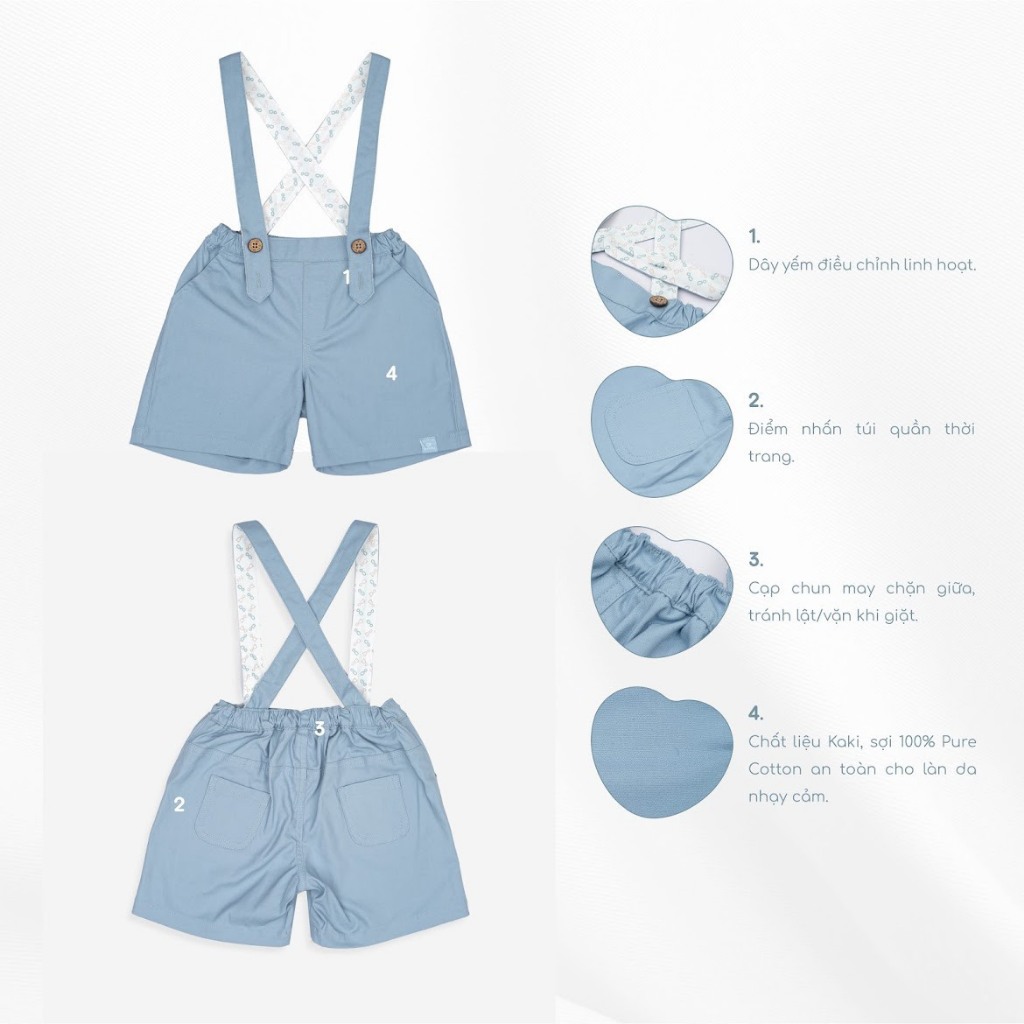 Bubaby - Quần yếm Bubaby đùi bé trai Kaki - QYE273001