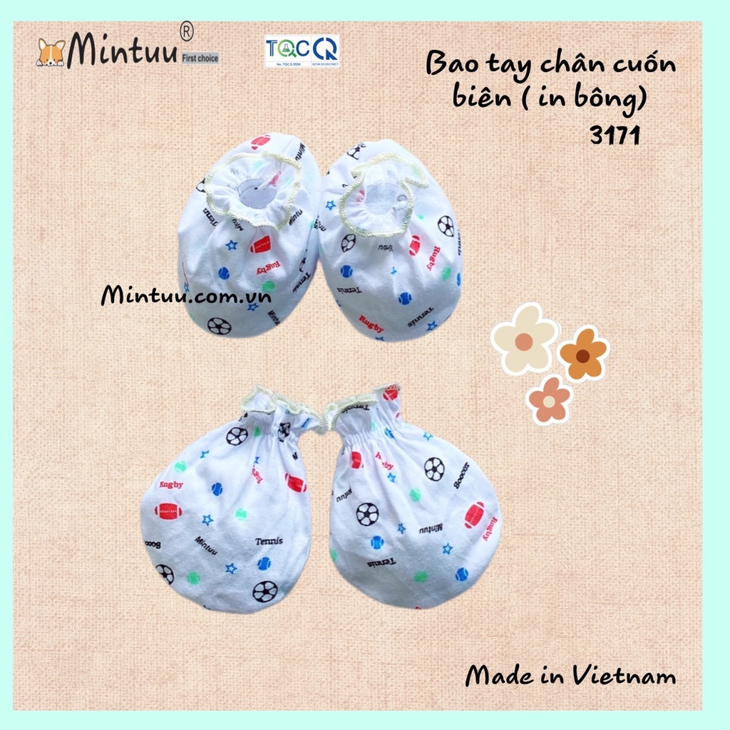 Sét Bao Tay Bao Chân Vắt Sổ Mintu Cho Bé Sơ Sinh