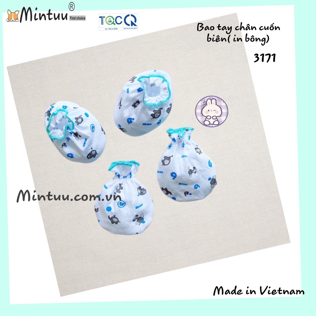 Sét Bao Tay Bao Chân Vắt Sổ Mintu Cho Bé Sơ Sinh