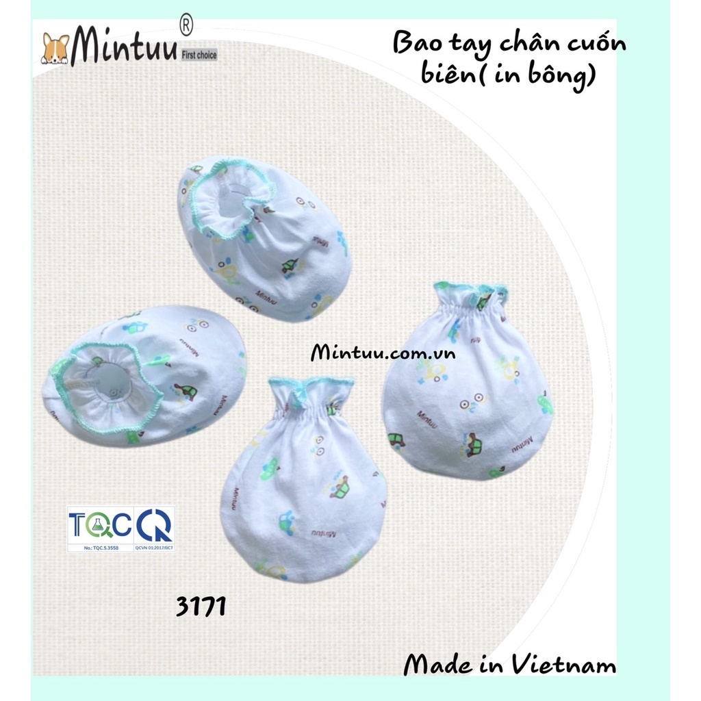 Sét Bao Tay Bao Chân Vắt Sổ Mintu Cho Bé Sơ Sinh