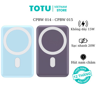Sạc Dự Phòng Không Dây TOTU 10000mAh / 5000mAh, CPBW-014 / CPBW-015, Sạc Không Dây 15W, Sạc PD 20W, QC 3.0 22,5W