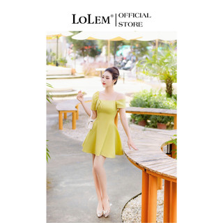 Đầm tafta dự tiệc form xòe LOLEM DX471 phối nơ chất tafta mềm sang trọng
