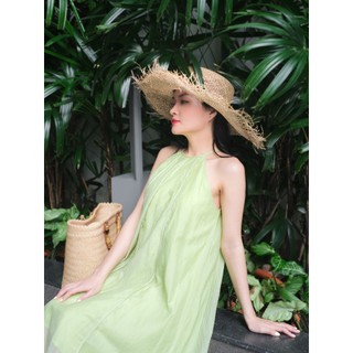 Cotton guu | đầm yếm cut out lụa dập form xuông rộng