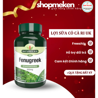 Viên uống lợi sữa cỏ cà ri Fenugreek Natures Aid 500mg chuẩn Anh