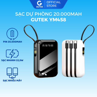  Sạc dự phòng 20000mAh Gutek YM458 dung lượng lớn tích hợp dây sạc nhanh cho nhiều thiết bị điện thoại 