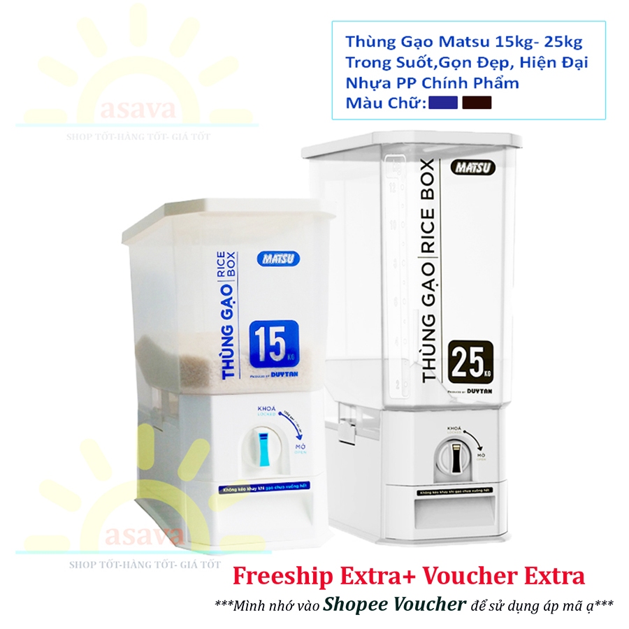 Thùng Gạo Thông Minh 15kg, 25kg Clear Duy Tân, Bảo Quản Gạo Tốt, Bền Đẹp,Trong Suốt, Dễ Sử Dụng