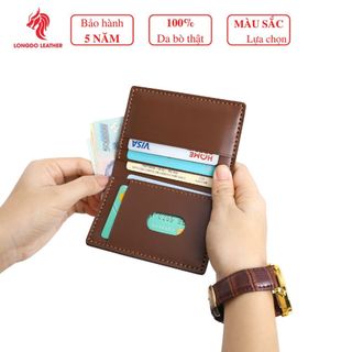 Ví nam kiểu đứng da bò thật - Bảo hành 5 năm - Hàng chính hãng thương hiệu Longdo Leather - BD04