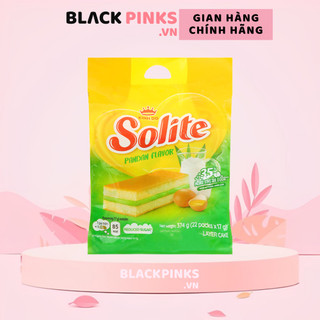 Bánh bông lan tầng kem vị lá dứa / vị bơ sữa Solite gói 374g (22 cái)