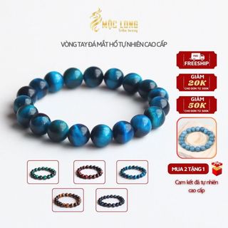 Vòng tay đá mắt hổ tự nhiên cao cấp Mộc Long trầm hương