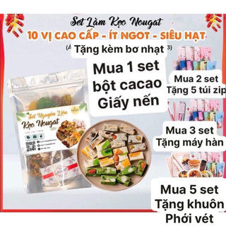 Sét Làm Kẹo Nougat 500g (~45-50 cái) 🔥Tặng Kèm Bơ Nhạt, Giấy nến, Bột Trà Xanh, Bột Cacao mix vị 🔥